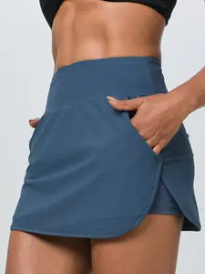 Women's Solid Color Pocket Sports Skort, Athletic Skort, High Stretch Quick-drying Skort for Golf, Ladies Sportswear for Indoor Outdoor Wear