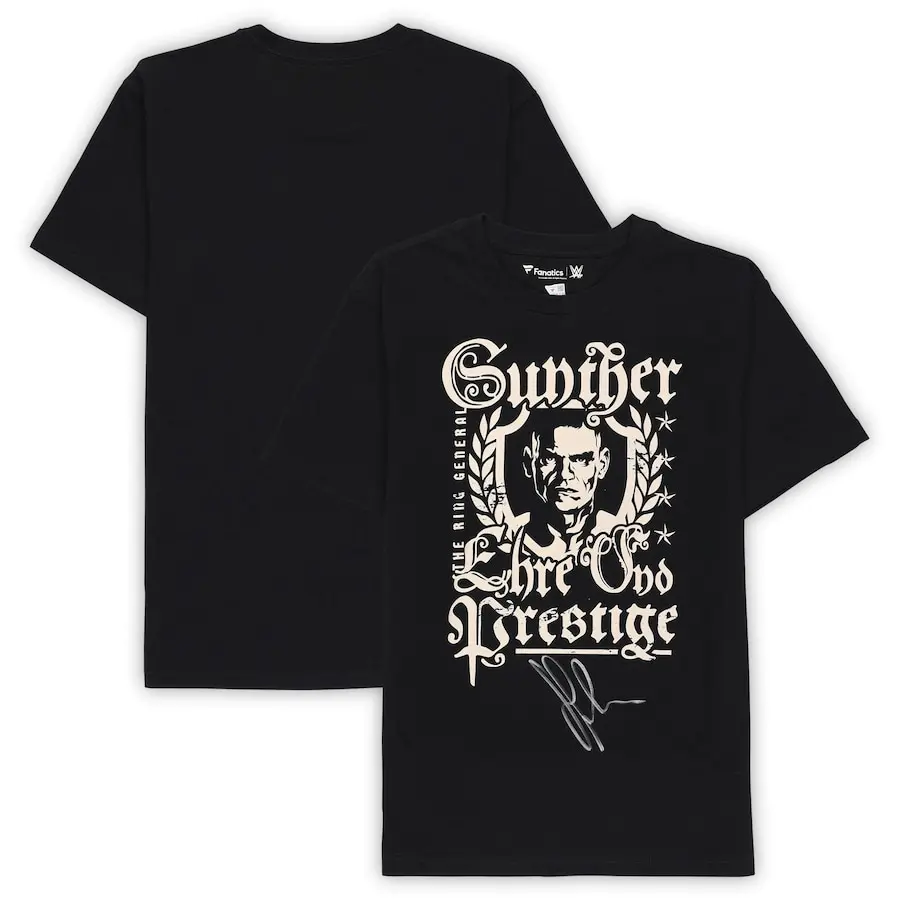 WWE Gunther Autographed Honor & Prestige T-Shirt 100% Combed Cotton Eco-friendly DTG Print Soft Breathable Durable Unisex Fit