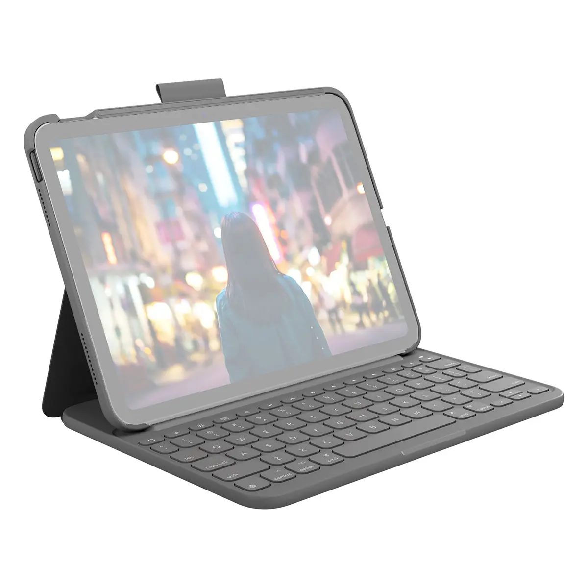 Logitech Slim Folio Protective Bluetooth Keyboard Case for Apple iPad 10.9" 10th Gen and A16, Oxford Gray