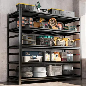 72''H*47W'' Garage Shelving Heavy Duty Metal Shelf Unit Garage Storage Shelves Organizer for Heavy Tools and Equipment, 5 Tier Metal Shelves Adjustable Shelf for Pantry Kitchen Warehouse, Black