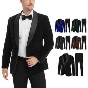 Two piece men's Tuxedo, made of goose down material, with smooth lines and high-quality fabric, comfortable to wear, fashionable design, specially designed for elegant men, suitable for weddings, banquets, and leisure venues.