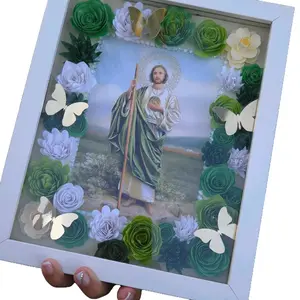 San Juditas Shadow Box decor room gift Glass Religious rosas 8x10 San judas sanjudas Classic Rectangular Frame Classic Rectangle Frame