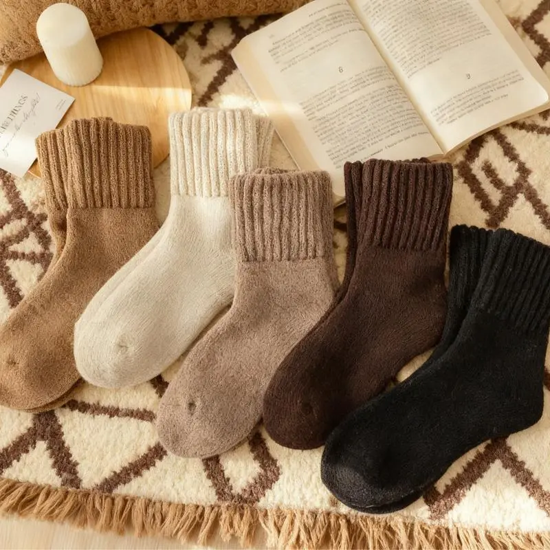 TYglobal Women’s Minimalist Basic Solid Mid-Calf Socks - Soft, Cozy, Warm Casual Comfy Socks for Fall, Winter Everyday Wear