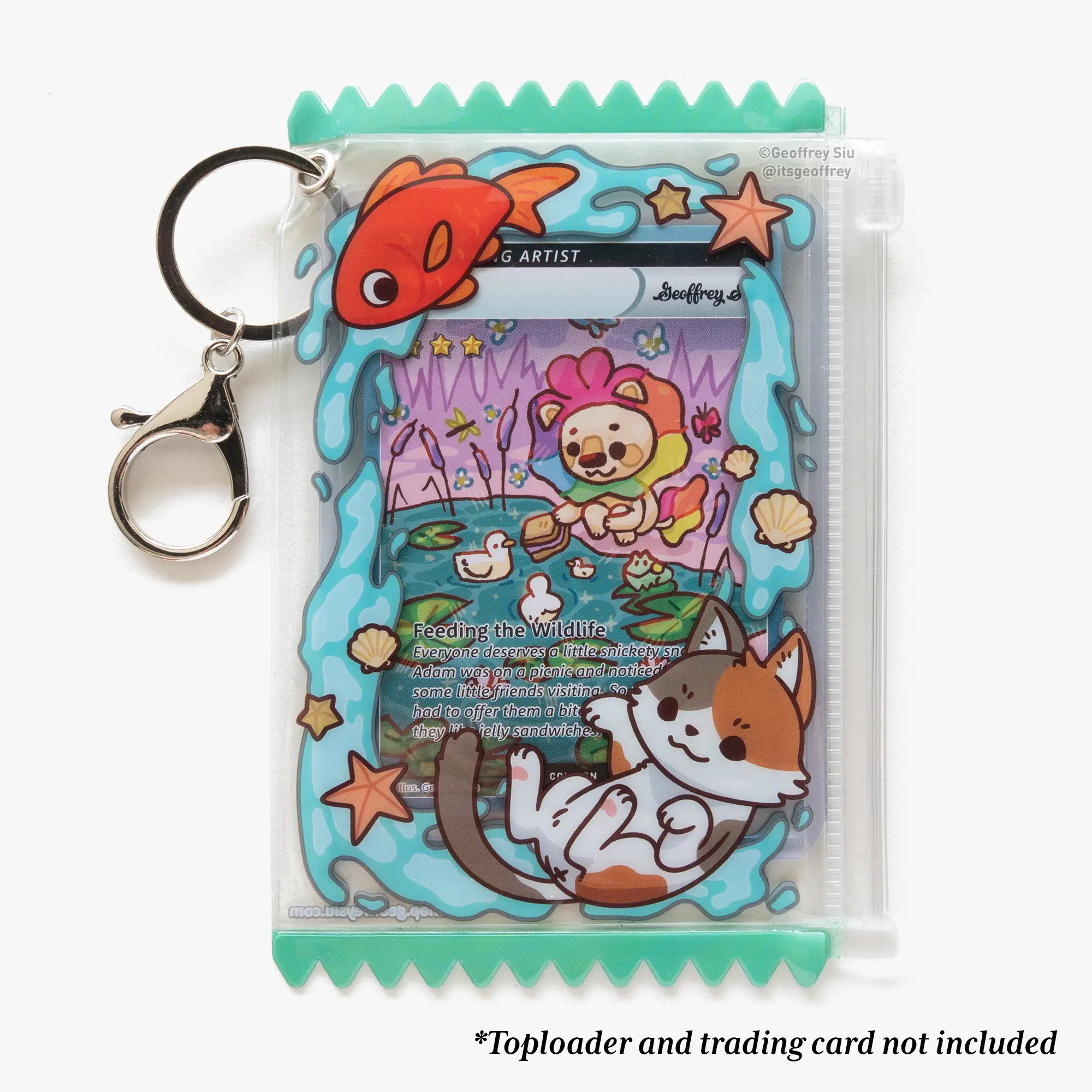 Calico Cat Photo Card Holder Keychain PVC Bag Keychain for TCG Photo Cards