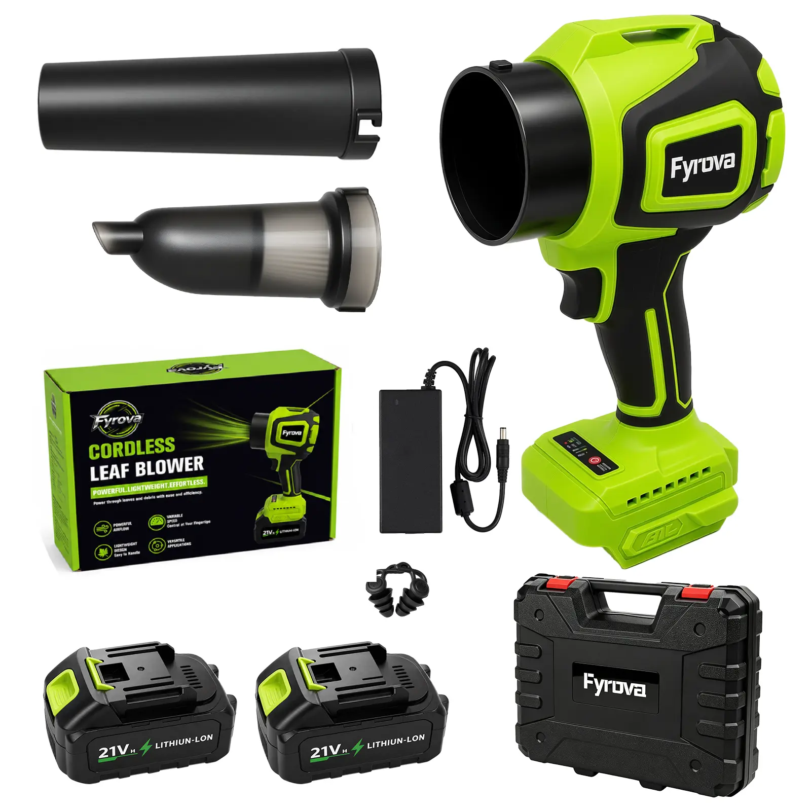 Fyrova Cordless Leaf Blower, Turbo Jet Blower, Car Drying After Wash, Handheld Snow Blower, Turbo Power Air Duster, 2-in-1 Blower & Vacuum, Garage Cleaning, Dust Removal, Snow & Leaves