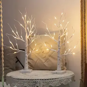 2pcs Birch Tree With LED Lights, Indoor Wedding, Birthday Gift Decoration, Artificial Tree Branches With Lights Pre-Installed Branches Battery Operated Desktop Centerpieces Home Party Decorations, Garden, Living Room, Office Desktop Decorations
