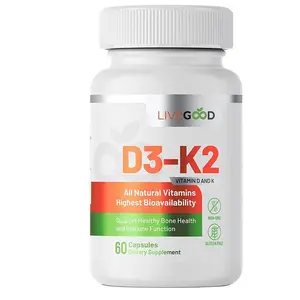 LiveGood Vitamin D3 + K2 Supplement – All Natural Bone, Muscle & Immune Support System – Non-GMO, Gluten-Free – 60 Easy-to-Swallow Capsules