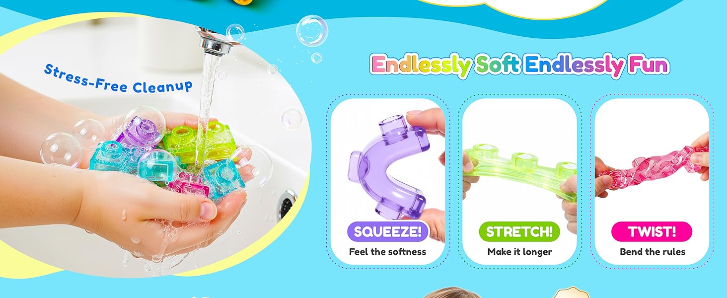 JOY SPOT Soft Jelly Blocks , Squishy Multi-color Stacking Jelly Building Blocks Toy Set, Non-toxic Sensory Tactile Play Toy Safe Squishy Squeezable & Stretchable Fun, Puzzle Blocks for Kids Early learning Preschool STEM Creative Construction Age 2+