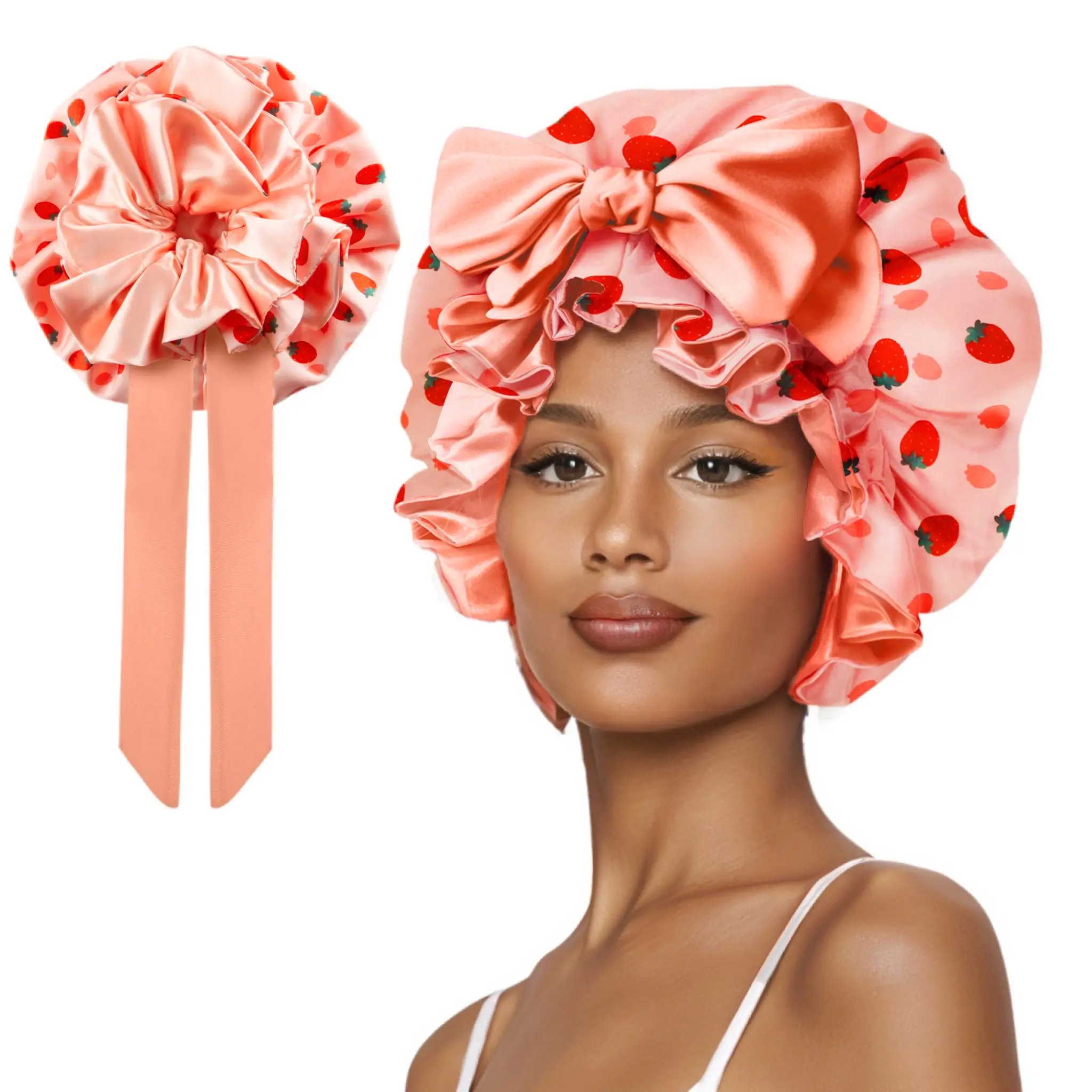 SeSe Code Double Layer Silk Bonnet for Haircare  Soft  Practical Sleeping cap with Elastic Tie Band for Curly  Natural Hair