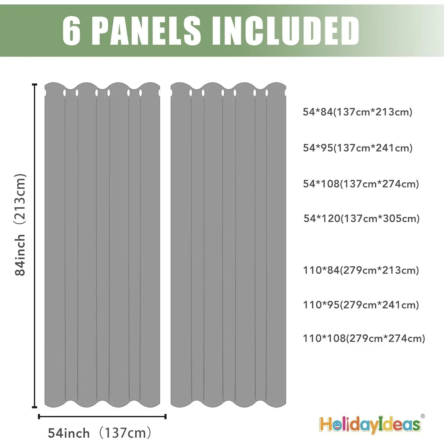 6 Panels Outdoor Privacy Curtains for Cabana Porch Pergola, Sunlight & UV Blocking
