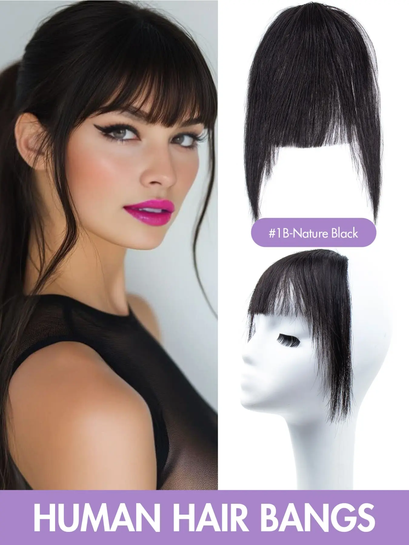 Clip in Bangs Human Hair Clip on Bangs for Women Fake Bangs Real Human Hair Thick Bangs, Clip on Hairpieces, natural looking, no shedding & no tangle, perfect to modify face shape