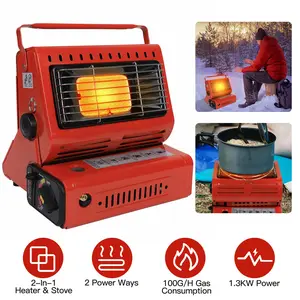 1Pc 2 In 1 Portable Butane Burner Heater Outdoor Butane Gas Heater Warmer Heating Cooking Stove Cooker For Camping Fishing RV Travel Fedex Shipping