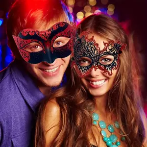 Venetian Style Couple Masquerade Masks, 2pcs Mardi Gras & Halloween Costumes, Twilight Masquerade Unisex Design for Parties & Events