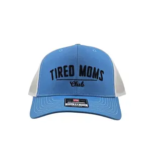 Tired Moms Club Richardson 112 Snapback Trucker Hat Embroidered Design Structured Fit Adjustable Closure Breathable Mesh Back