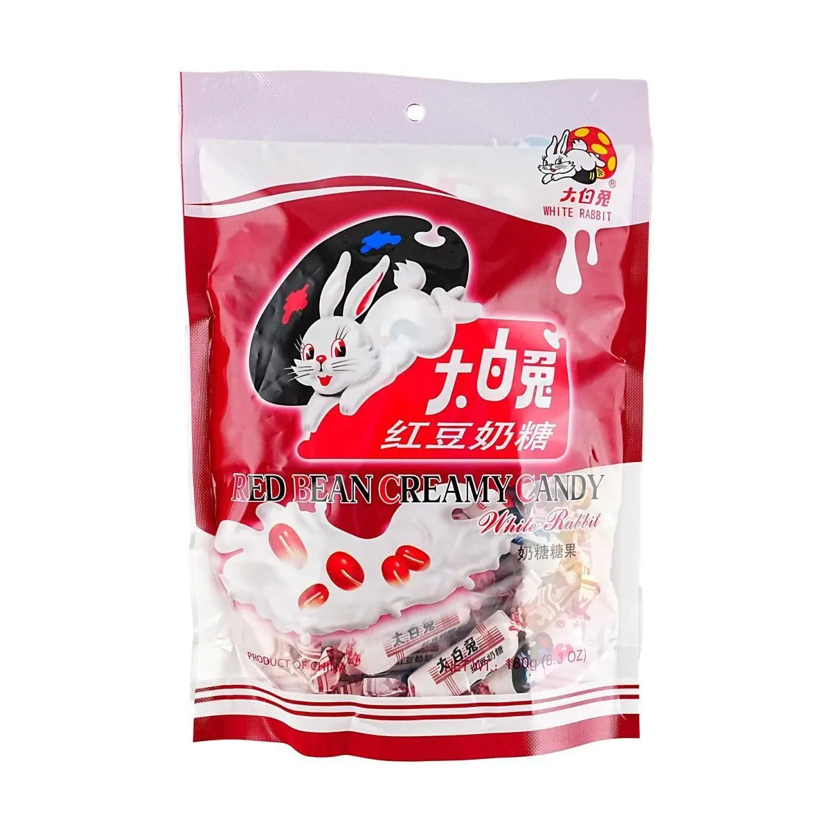 White Rabbit Creamy Candy - Classic Red Bean Flavor, 180g Pack - Nostalgic Childhood Treat, Authentic Chinese Candy