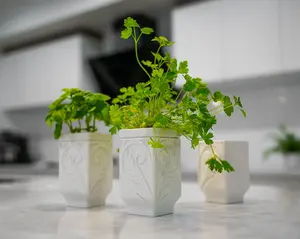 Self Watering Herb Planter, 3D Printed PETG Kitchen Pot