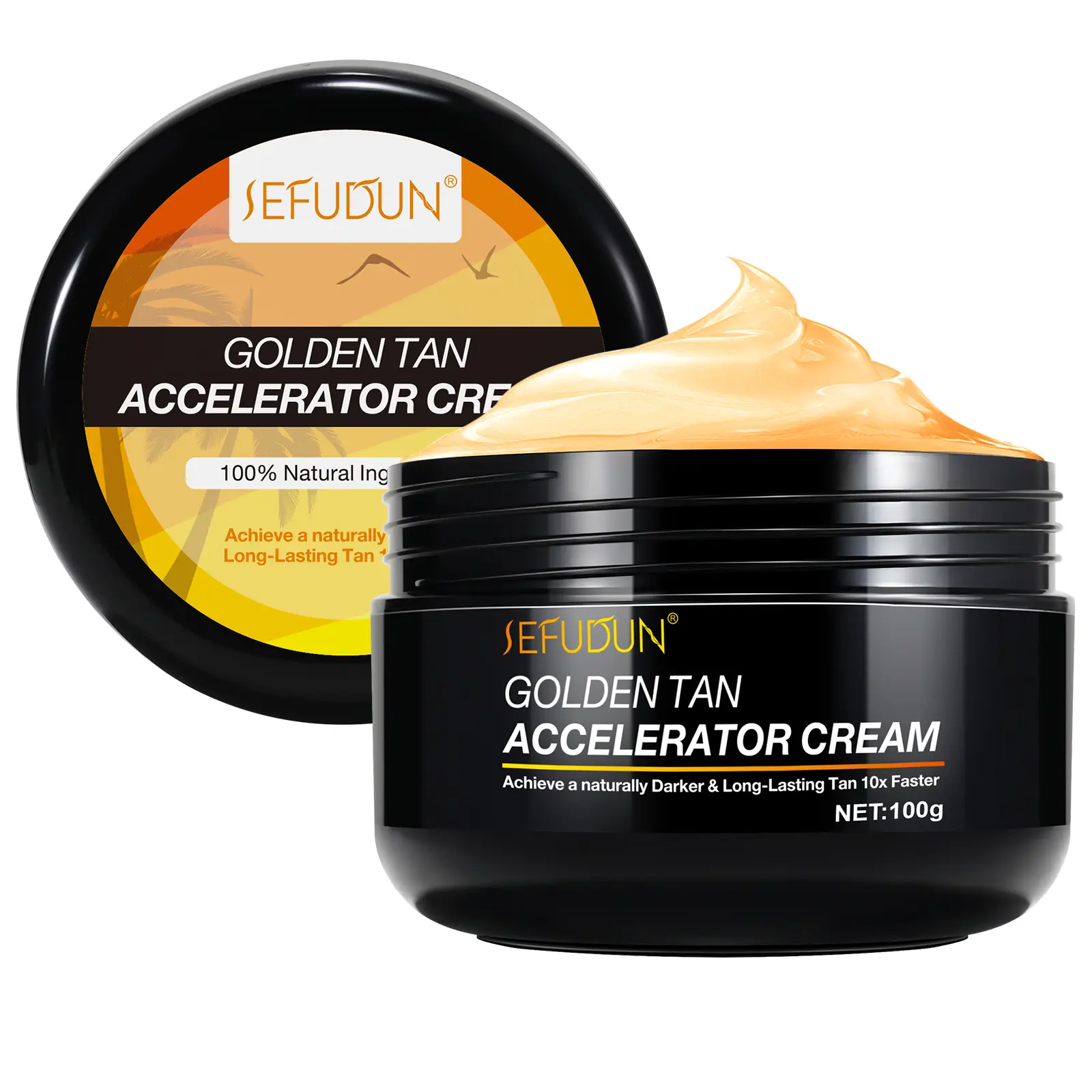 SEFUDUN 100g Golden Tan Accelerator Gel - Natural Tan Booster, Moisturizing Tanning Cream, Body Care Tanning Product, Effective Absorption, Long-Lasting Dark Tone, Suitable for All Skin Types (Cosmetic), Tanning Products