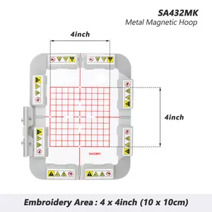 Sew Tech SA432MK Magnetic Hoop 4x4inch / 100x100mm for Brother SE700 SE725 SE600 SE625 SE630 SE400 SE425 PE550D PE540D PE545 PE535 PE525 NS1750D NS1850D M380D Machine, 4"x4" Mighty Snap Magnet Frame