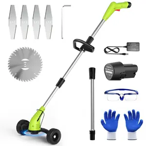 Gardenjoy 12V Lightweight Cordless Grass Trimmer with Wheel, Fast Charger and 2*2.0Ah Batteries |for Yard, Garden, Hedge