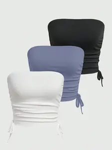 Women's Solid Color Tube Top, Casual Strapless Top for Summer, Women's Top for Daily Wear, Womenswear Fit