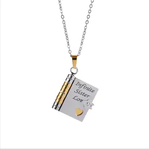 Personalized Mini Engraved Book Necklace Customizable Gift for Infinite Sister Unique Memorial Jewelry Includes 6 Pages Engraving Details