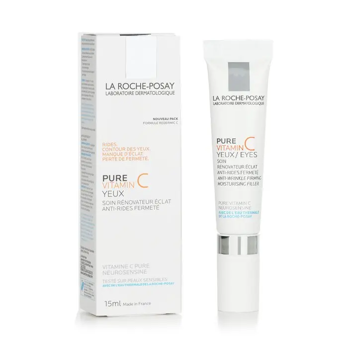La Roche-Posay Pure Vitamin C Eye Cream Moisturizer, Hyaluronic Acid Anti-Wrinkle Firming Filler, 15ml/0.5oz Anti-Oxidation Eye Treatments, Allergy Relief Eye Treatments