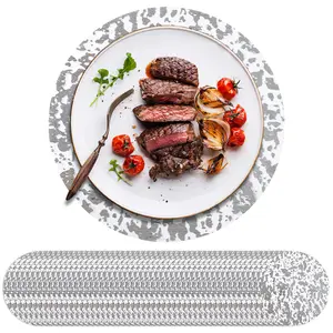 50 Pcs Disposable Silver Placemats Set,Metallic 13 Inch Round Foil Mesh Pressed Table Doilies,Ultra-Thin Disposable Placement Mats for Home Decor Dining Table Wedding Birthday Party,Hand Tools Kits