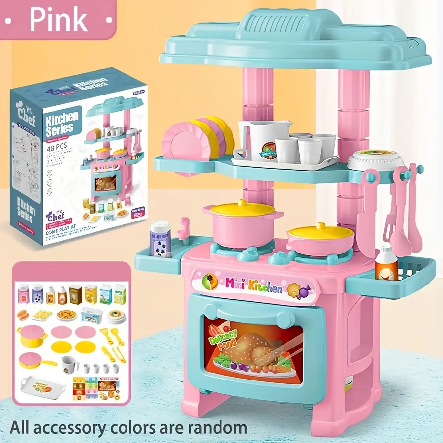 Realistic Girl Interactive Cooking Playset, Mini Kitchen Toy Set with Play Kitchen Accessories for Girls Aged 3-6, Pretend Play Food & Utensils, Baby Cooking Fun, Miniature Cooking Set