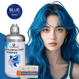 Vibrant Color-Lock Shampoo - Blue Series Liquid Hair Color Fixative with complimentary leave-in conditioner. Delivers a vivid blue effect, ideal for post-coloring color retention. Suitable for blue series or light-colored hair. Haircare Bule
