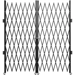 VEVOR Double Folding Security Gate,  6-1/2\' H x 12\' W Folding Door Gate, Steel Accordion Security Gate, Flexible Expanding Security Gate, 360° Rolling Barricade Gate, Scissor Gate or Door with Keys