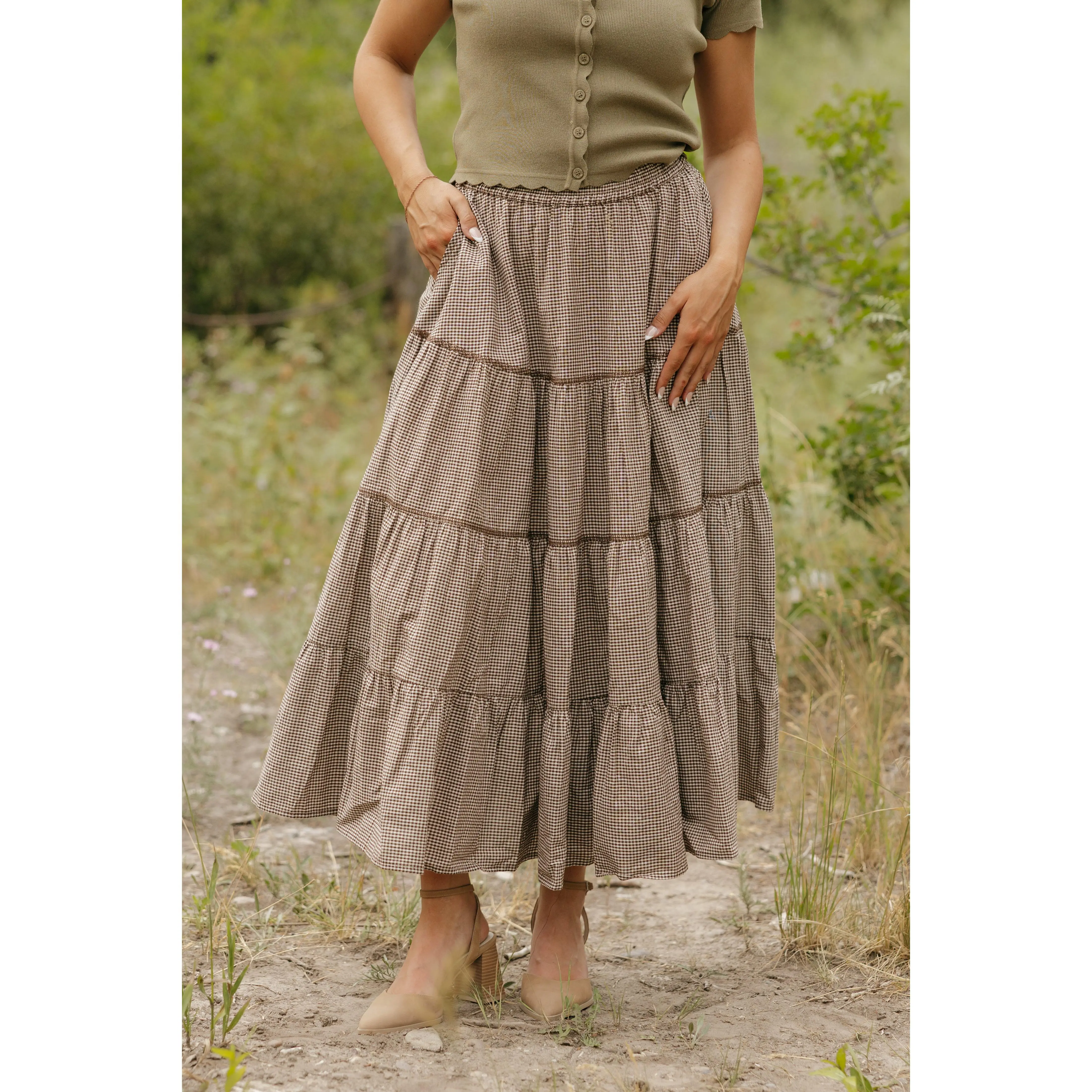 Zoey Skirt-Brown Gingham