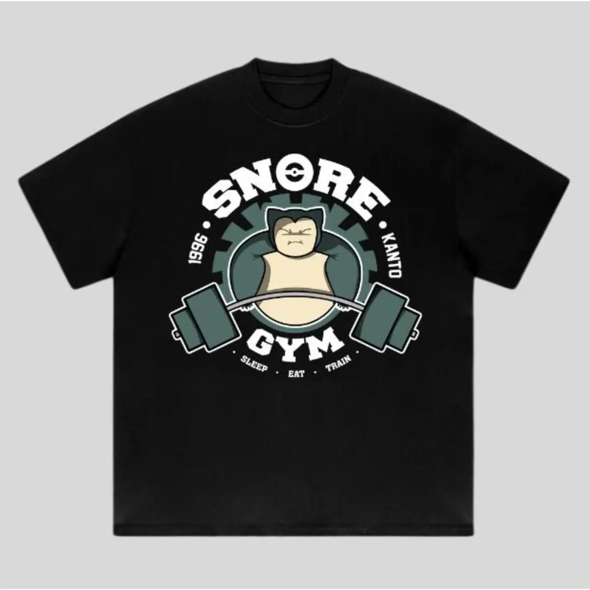 Men's Vintage Snorlax Gym Graphic T-shirt - 100% Cotton, Shortsleeve, Round Neck, Fitted Athletic Anime Streetwear, Unisex 2XL All Over Print Top for All Seasons, Easter, Halloween
