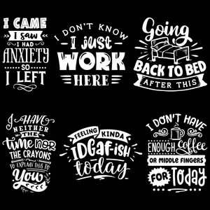 Slogan Pattern Heat Transfer Sticker, 6 Counts/set DIY Washable Heat Transfer Sticker for Clothing, Iron On Transfer Stickers for T-shirts