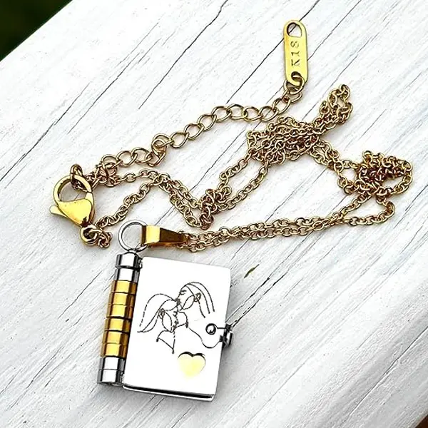For Sisters-I Love You Sister Book Necklace,Friendship Sister Necklaces, Miniature Openable Book Friendship Necklace with 6 Pages of Engraved Information,Adjustable Chain Jewelry Gifts