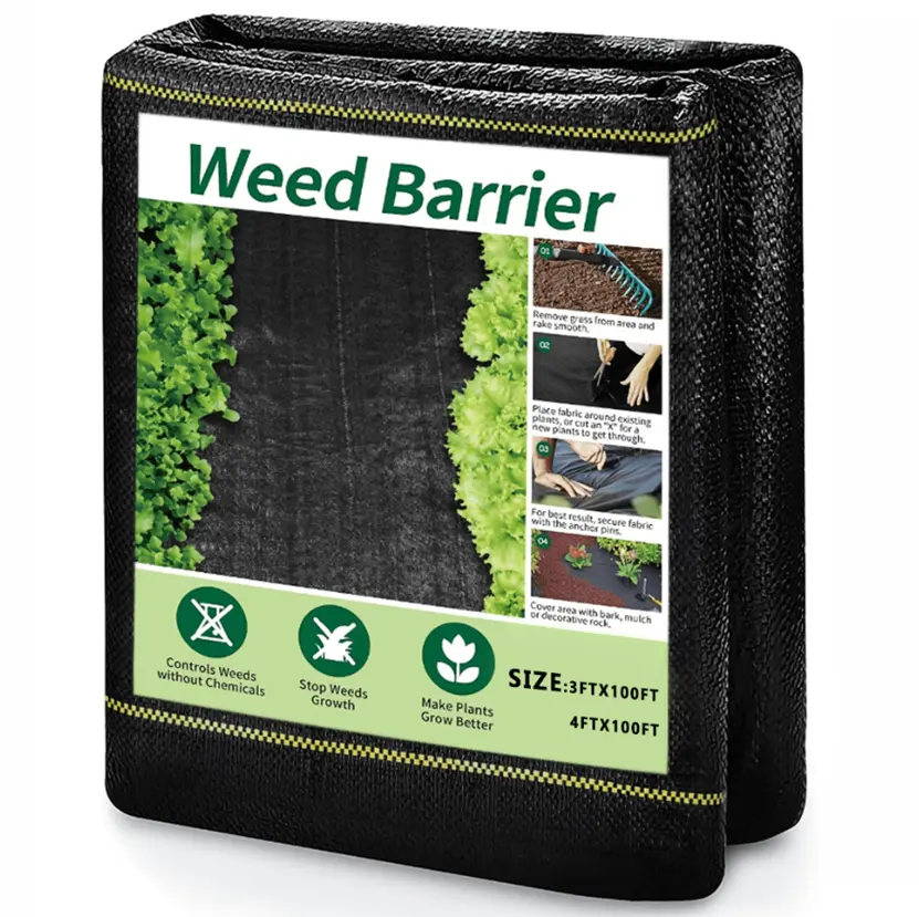 Weed Barrier 3FTx100FT 4FTx100FT Landscape Fabric Heavy Duty，Weed Block Gardening Ground Cover Mat, Weed Control Garden Cloth ，Woven Geotextile Fabric for Underlayment，Commercial Driveway Fabric