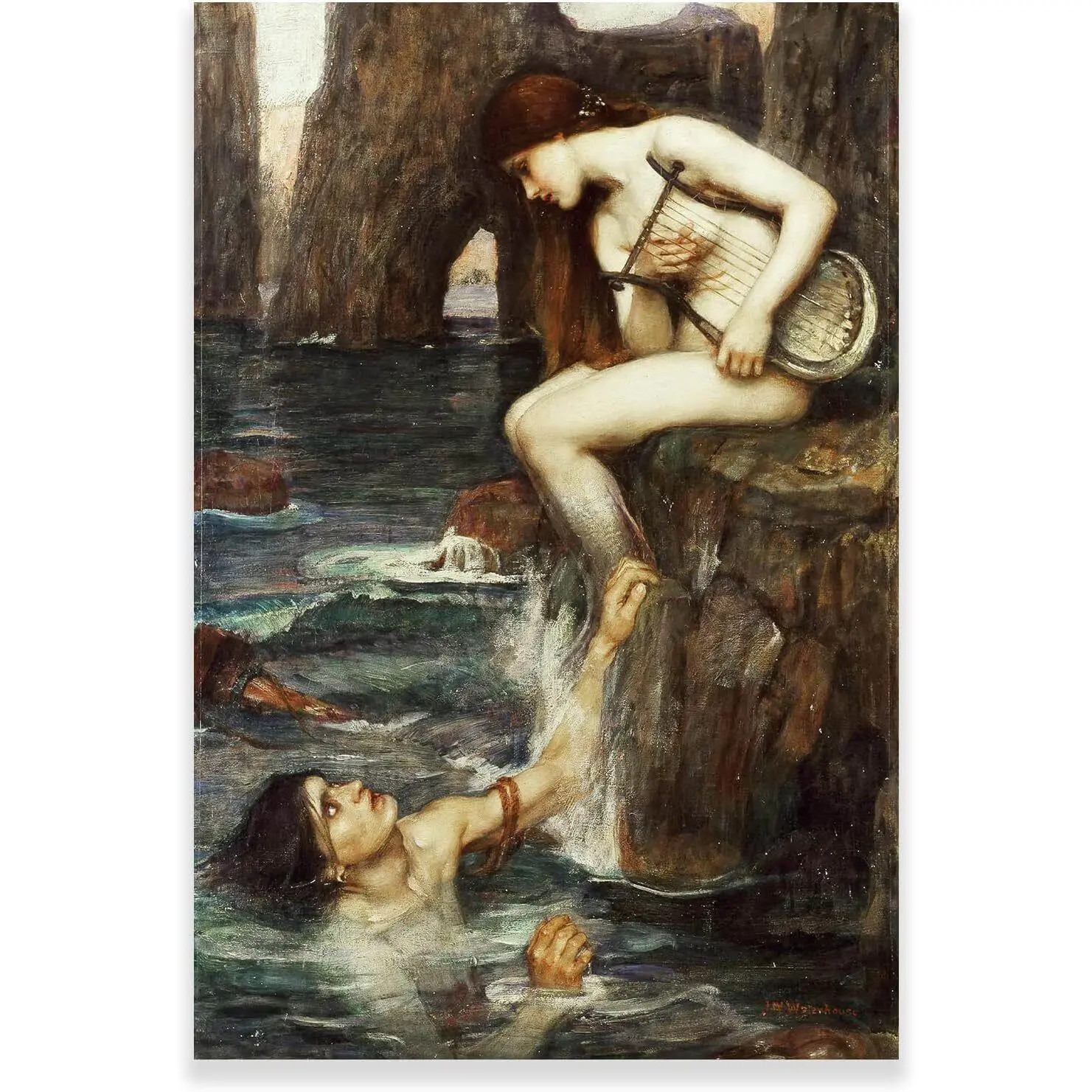 Dopamine decorThe Siren - John William Waterhouse Art Poster - Romanticism Mythological Ornaments Decoration Room Artistic Wall Photo Print