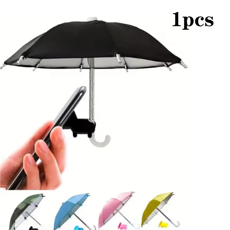 Mini Motorcycle Sunshade Umbrella for Toys and Decor, Delivery and Riding Umbrella with Phone Holder, Small Portable Umbrella, Folding Umbrella, Lightweight Foldable Umbrella