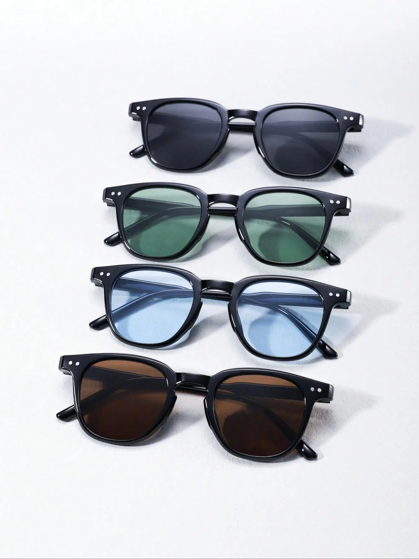 Men's Square Frame Tinted Lens Sunglasses, Trendy Casual Street Style Sunglasses for Everyday Use, Fashion Accessories for Outdoor Activities, High Quality Sunglasses, Fashionable Frames Sunglasses, Trendy Streetwear Sunglasses