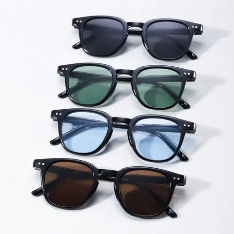 Men's Square Frame Tinted Lens Sunglasses, Trendy Casual Street Style Sunglasses for Everyday Use, Fashion Accessories for Outdoor Activities, High Quality Sunglasses, Fashionable Frames Sunglasses, Trendy Streetwear Sunglasses