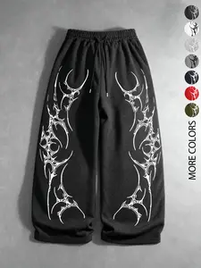 Men’s and women’s Gothic design, Gothic script print, slim-fit, straight-leg pants, gym pants, Casual street pants. Suitable for streetwear, trendy Gothic culture, Gothic fashion outfits, Y2K fashion, everyday wear, men’s gifts, trendy outfits