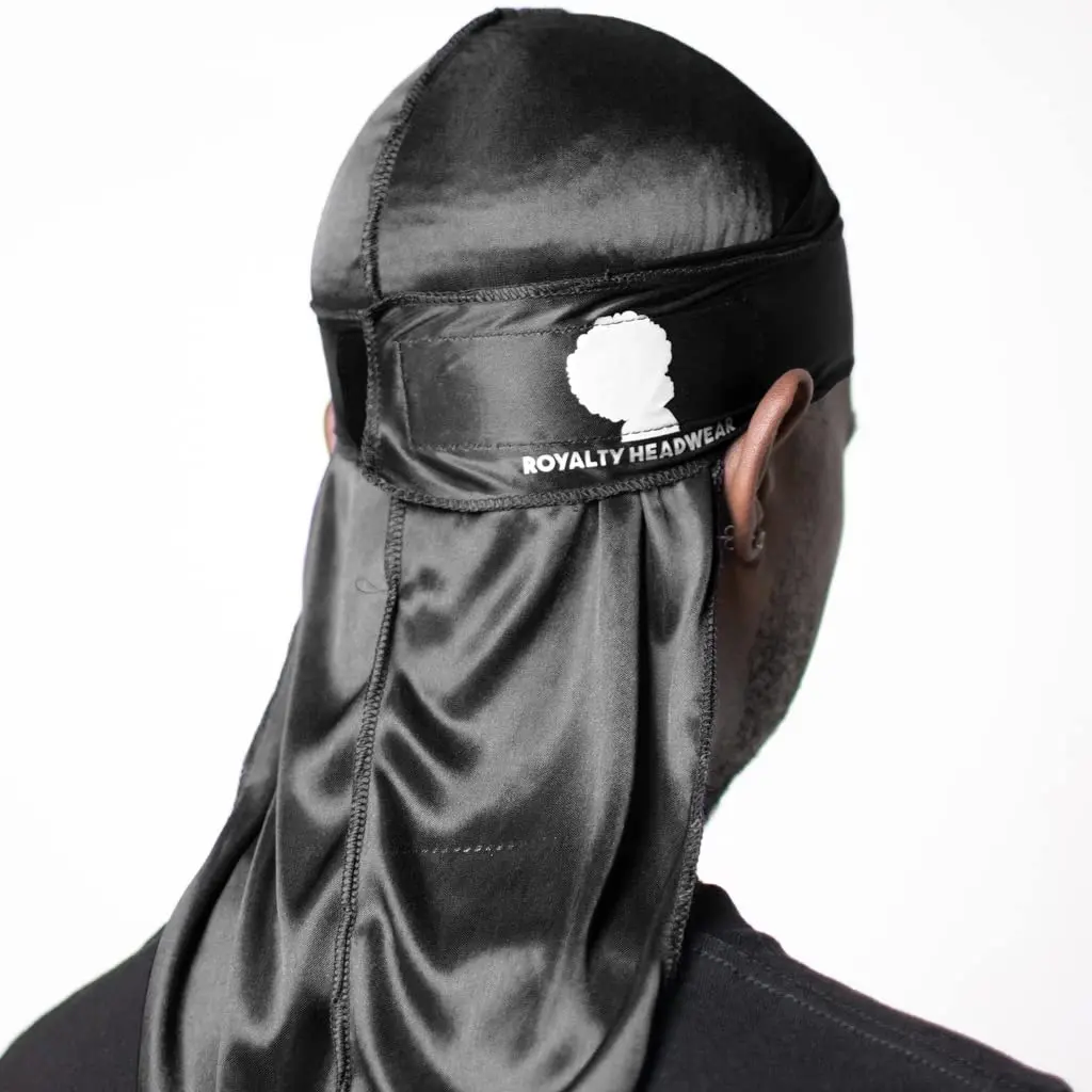 One strap silky durag for men premium quality with hook and loop closure black durag for men waves Scarf