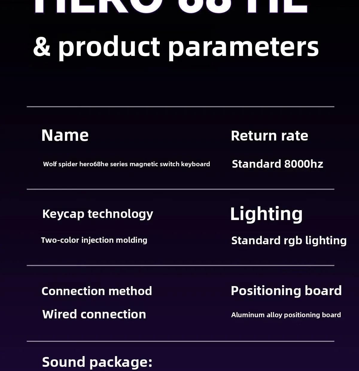 AULA HERO 68HE 60% Gaming Keyboard Wired Hall Effect Magnetic Switch with Adjustable Actuation Rapid Trigger Mode 8K Hz Polling Rate 0.125ms Latency Side Printed PBT Keycaps RGB Backlit