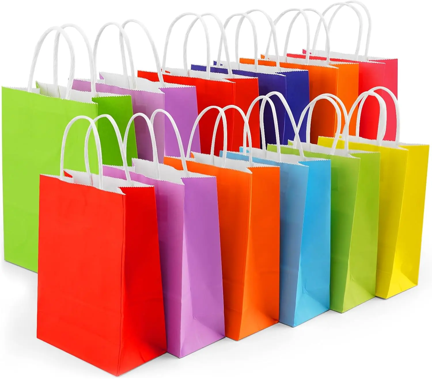 Small Gift Bags With Handles 24Pcs Kraft Paper Party Favor Gift Bags Rainbow Bag
