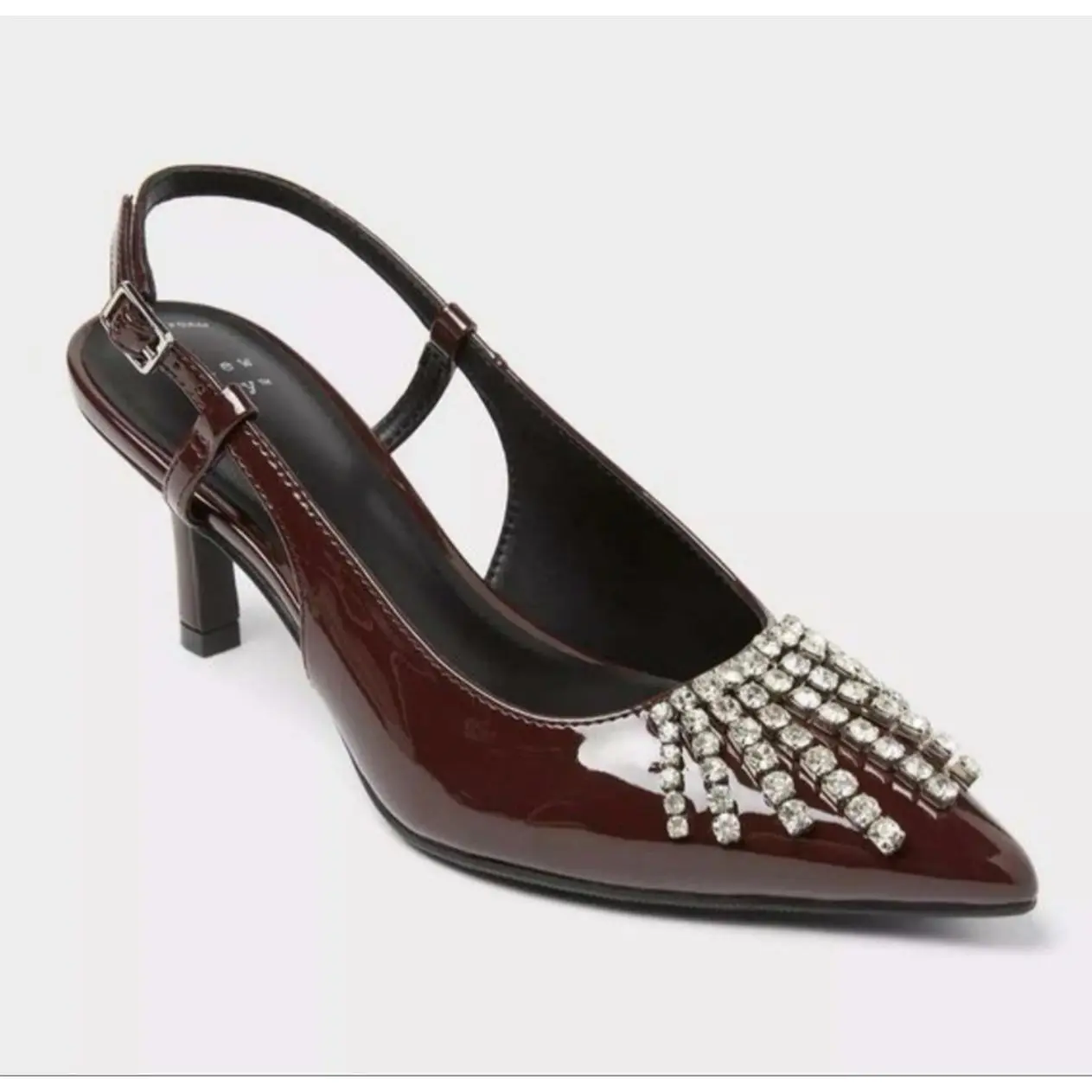 A New Day Serafina Heels 2.75in Stiletto with Memory Foam Insole Closed Pointed Toe Adjustable Buckle Strap Medium Width Comfortable Walking Shoes