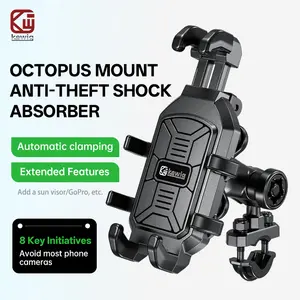 KEWIG M26S Motorcycle Phone Mount - Dual Shock Absorption & Anti-Theft Design. 720° Adjustable, Universal Fit for 5.4"-7.2" Phones, Perfect for Bike, Scooter & ATV