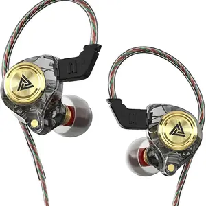 QKZ AK3 in Ear Monitor Headphones, Portable 3.5Mm Wired Gaming IEM In-Ear Earphones Ear Buds, Hifi Stereo Headphones Cool Clear IEM in Ear Inear Monitors Earbuds for Singers Musicians with Mic