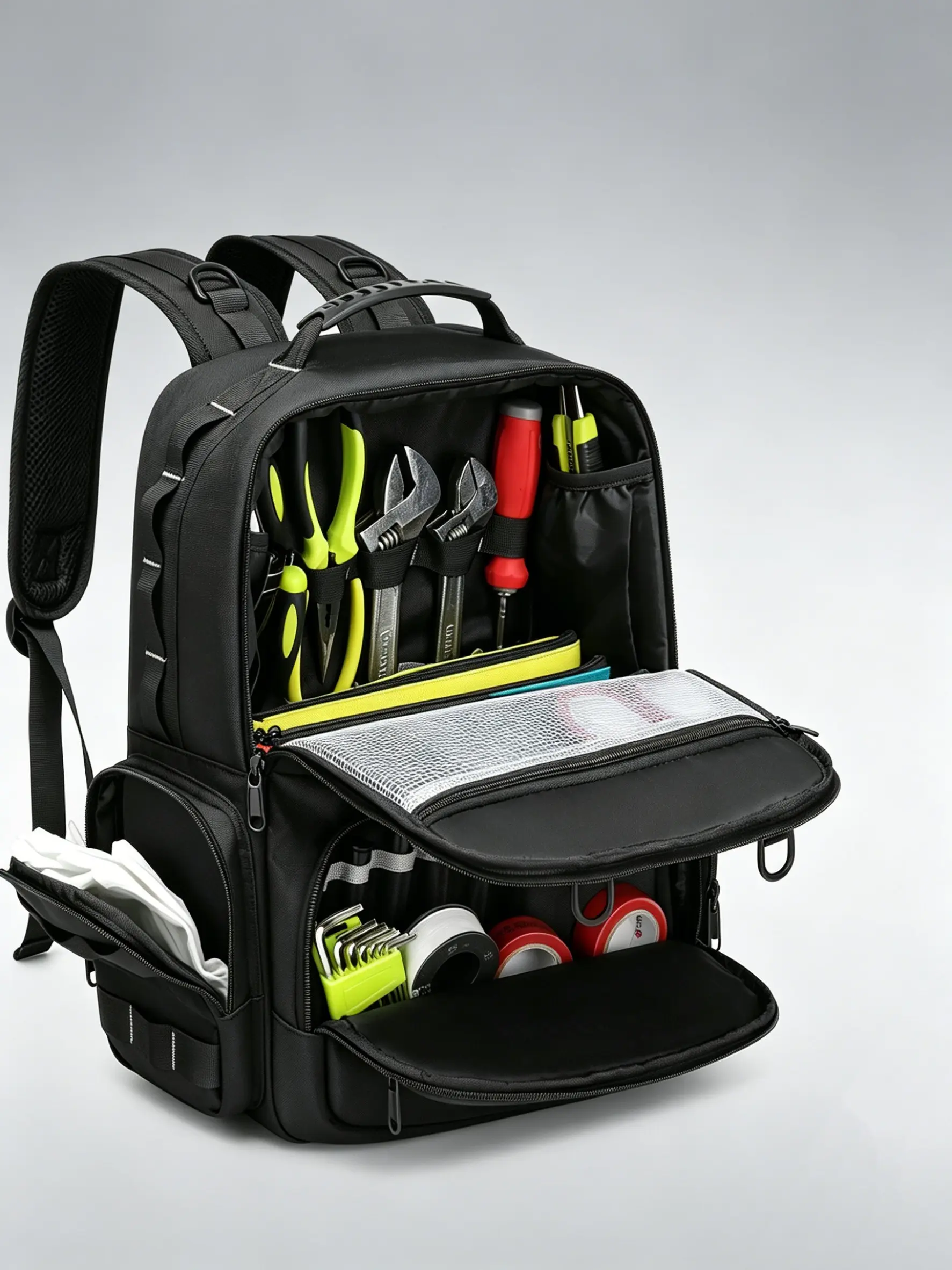 Electrician Tool Backpack, Men's Work Bag, Tools Bag, Hardware Storage, Oxford Fabric, Anti-Drop, Multi-Functional Tool Pouch, 37x23x12cm, Tool Organizing Bag, Tool Bag Organizer