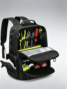Electrician Tool Backpack, Men's Work Bag, Hardware Storage, Oxford Fabric, Anti-Drop, Multi-Functional Tool Pouch, 37x23x12cm, Tool Bag Organizer