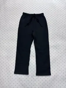 Uncuffed Men's Sweatpants Black Joggers Relaxed Oversized Fit Design Unisex Athletic Casua Lounge Pants with Pockets, Soft Fleece Home Pants with Drawstring