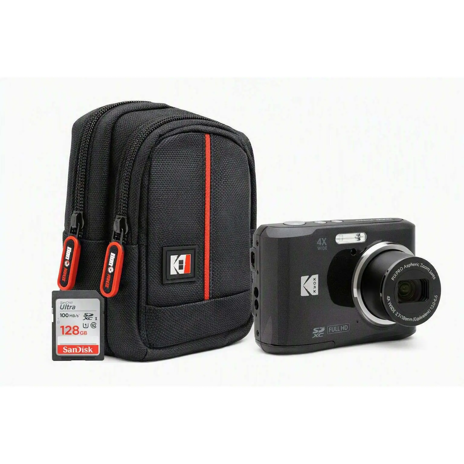 Kodak PIXPRO FZ45 16MP Digital Camera, Black + 128GB Premium Photography Bundle